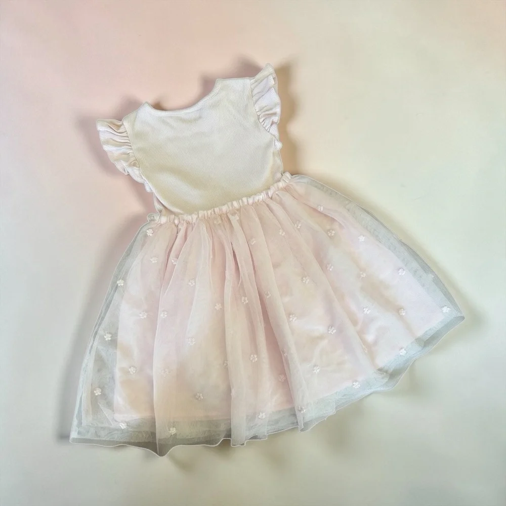 Baby Gap Pink Tulle Tutu Dress Sz 4T Flutter Ruffle Sleeve Princess Casual